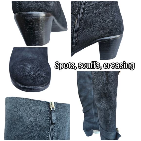 Tall Riding Boots KneeHigh Cordani Orlando Sz EU40 US 9 Black Suede Leather Moto - Picture 9 of 13